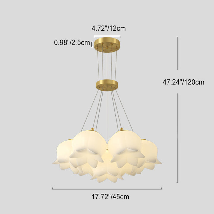 Traditional French Copper Plastic Lily Of The Valley Flower 7/13/19 Light Chandeliers For Dining Room