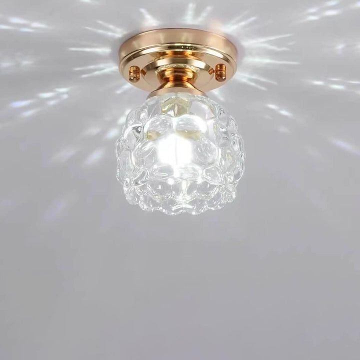 Moderne minimalistische florale Eisen-Glas-Deckenleuchte mit einer Lampe, halbeingelassen 