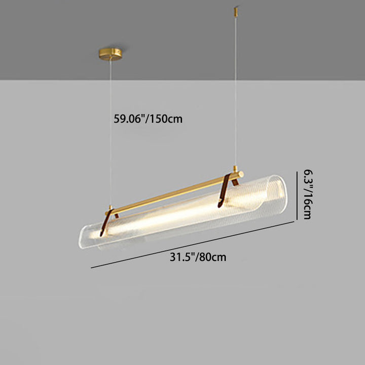 Lustre Suspendu LED Linéaire en Cuir Acrylique Minimaliste Moderne pour Salon 
