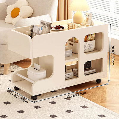 Mesa Auxiliar de Madera con Panel de Densidad Rectangular Desmontable Minimalista Moderna de 2 Niveles para Sala de Estar 