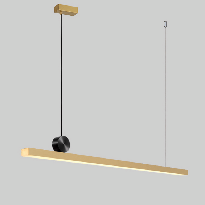 Lustre Contemporain en Cuivre Complet avec Ligne Droite en Acrylique et LED pour Îlot Luminaire Suspendu pour Salon 