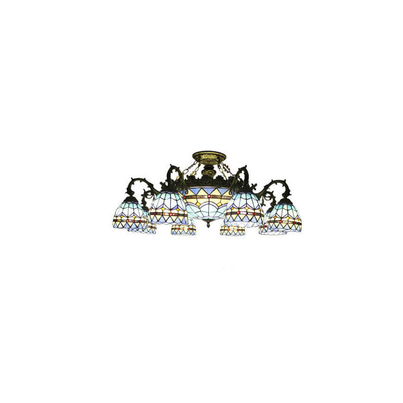 Tiffany Stained Glass Dome 1-Light Semi-Flush Mount Deckenleuchte 