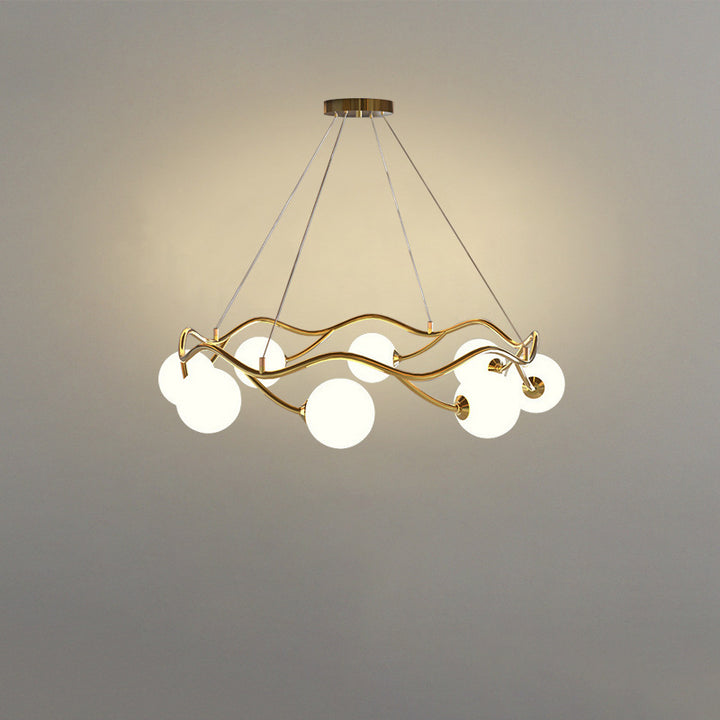 Moderne Nordic Metall Glas Runde Welle Ball Ring 8/10/12 Licht Kronleuchter Für Wohnzimmer 