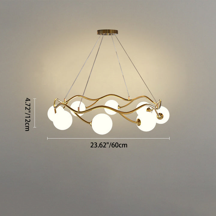 Moderne Nordic Metall Glas Runde Welle Ball Ring 8/10/12 Licht Kronleuchter Für Wohnzimmer 
