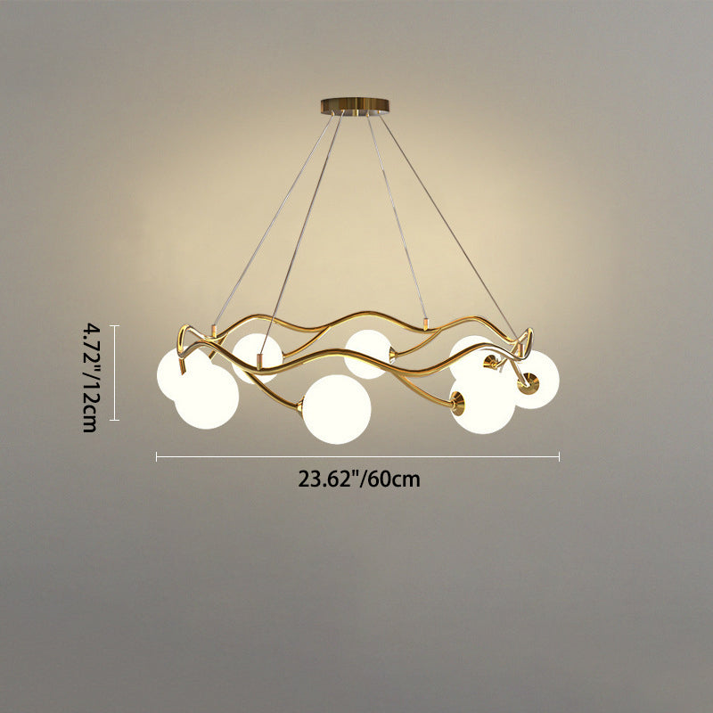Moderne Nordic Metall Glas Runde Welle Ball Ring 8/10/12 Licht Kronleuchter Für Wohnzimmer 