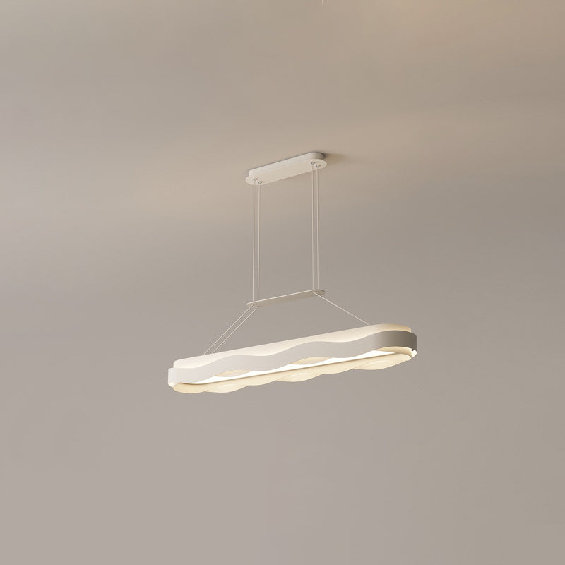 Moderne minimalistische Rechteck Welle Eisen Hardware Acryl LED Insel Licht Kronleuchter für Esszimmer 