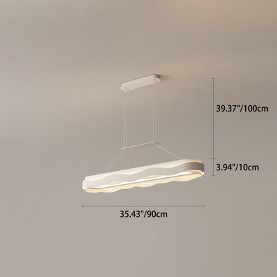 Moderne minimalistische Rechteck Welle Eisen Hardware Acryl LED Insel Licht Kronleuchter für Esszimmer 