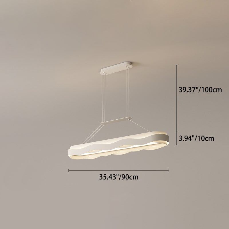 Moderne minimalistische Rechteck Welle Eisen Hardware Acryl LED Insel Licht Kronleuchter für Esszimmer 