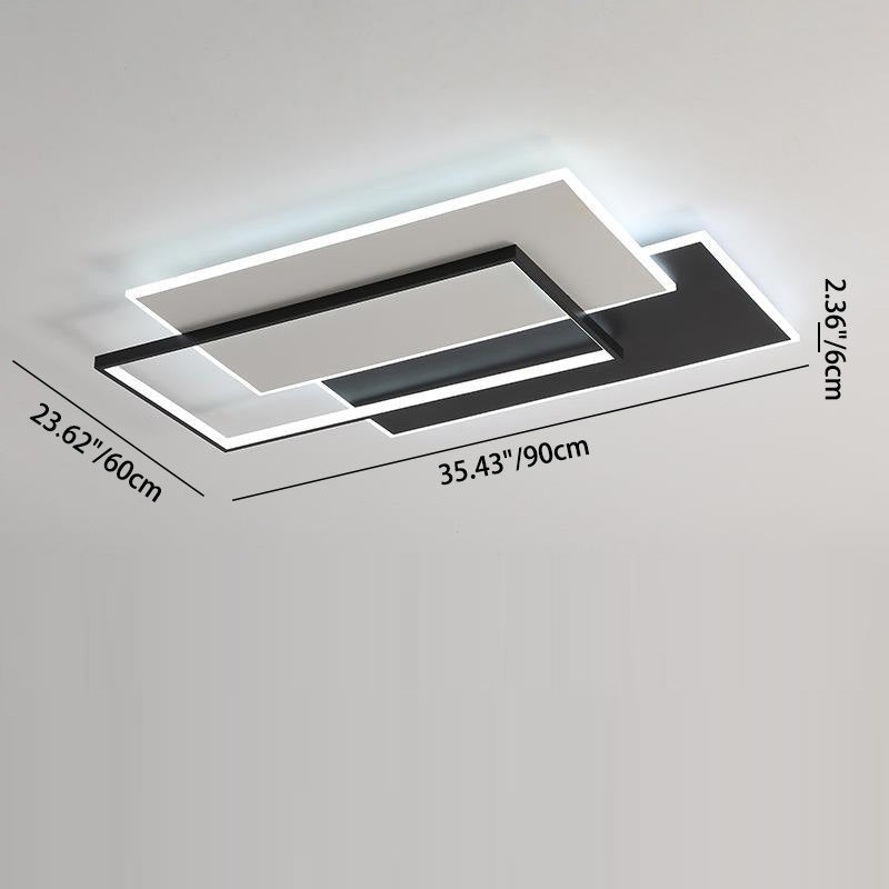 Plafonnier LED rectangulaire en acrylique et fer de simplicité moderne pour salon 