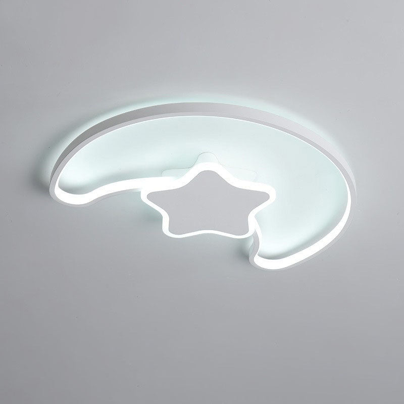 Zeitgenössische kreative Stern Mond Acryl Schatten Eisen LED Unterputz Deckenleuchte für Wohnzimmer 