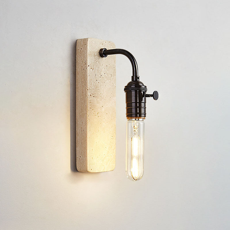 Lámpara de aplique de pared redonda de 1 luz de latón travertino retro contemporáneo para dormitorio 