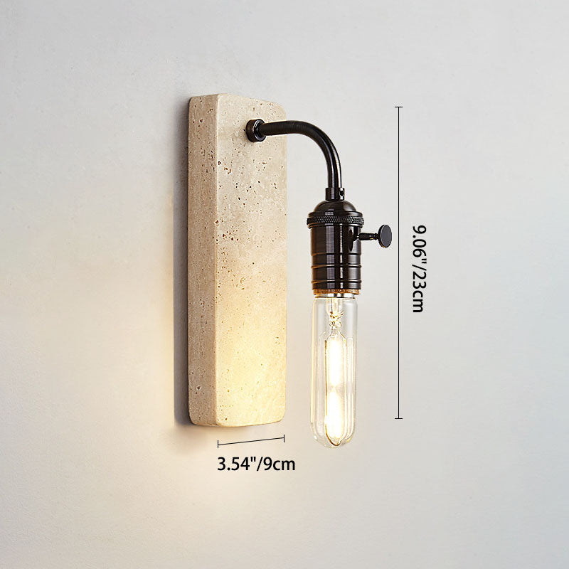 Lámpara de aplique de pared redonda de 1 luz de latón travertino retro contemporáneo para dormitorio 