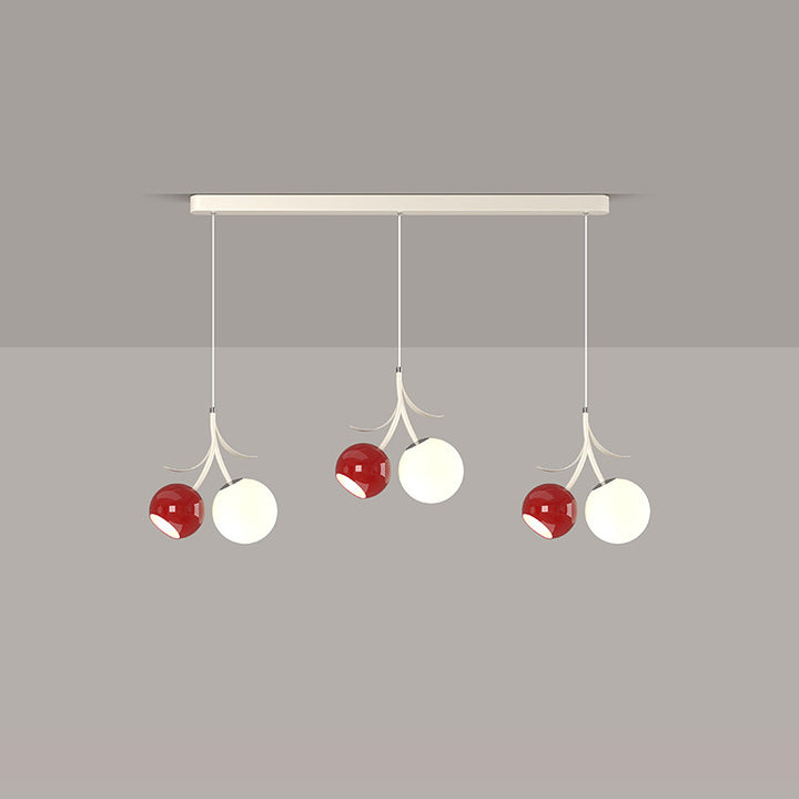 Zeitgenössischer nordischer Kirschglas-Eisen-3-Licht-Insel-Kronleuchter für Wohnzimmer 