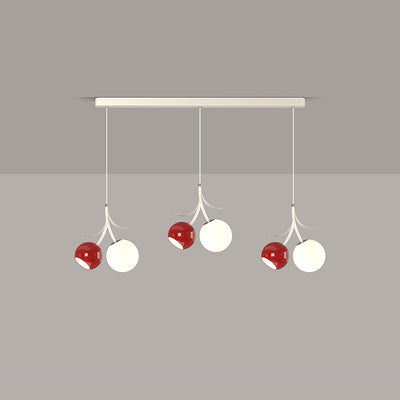Zeitgenössischer nordischer Kirschglas-Eisen-3-Licht-Insel-Kronleuchter für Wohnzimmer 