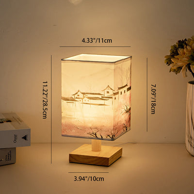 مصباح طاولة LED USB مربع من القماش الإبداعي المعاصر لغرفة النوم 