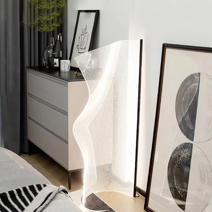 Lampe sur pied LED en acrylique et aluminium de forme irrégulière Art Déco moderne pour salon 