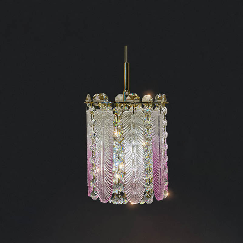 Suspension moderne en cristal cylindrique à 1 lumière pour salon 