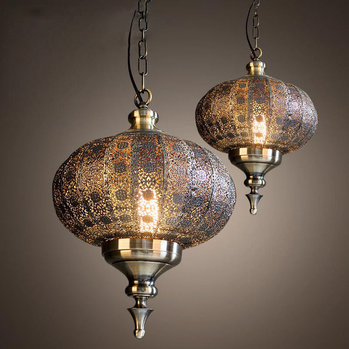 Lanterne coloniale traditionnelle en fer 1 lumière suspension pour salon 