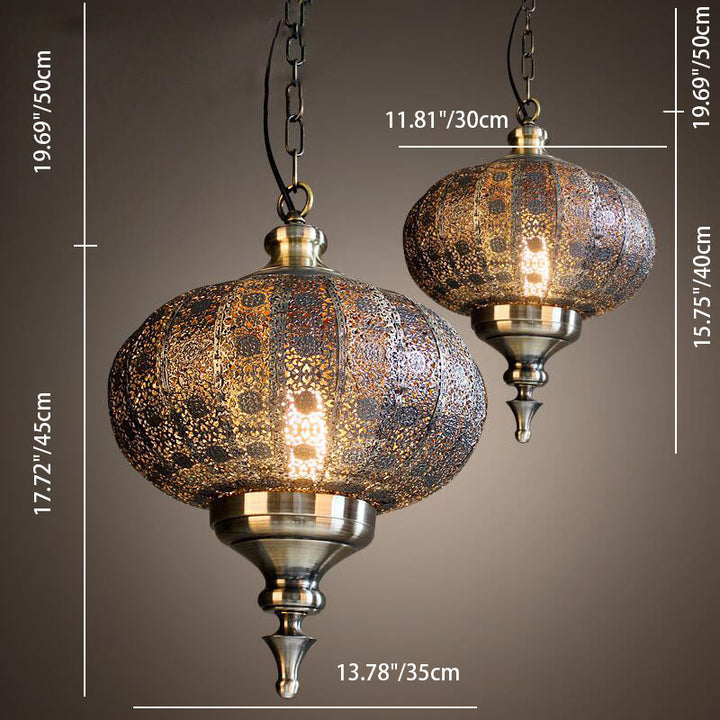 Lanterne coloniale traditionnelle en fer 1 lumière suspension pour salon 