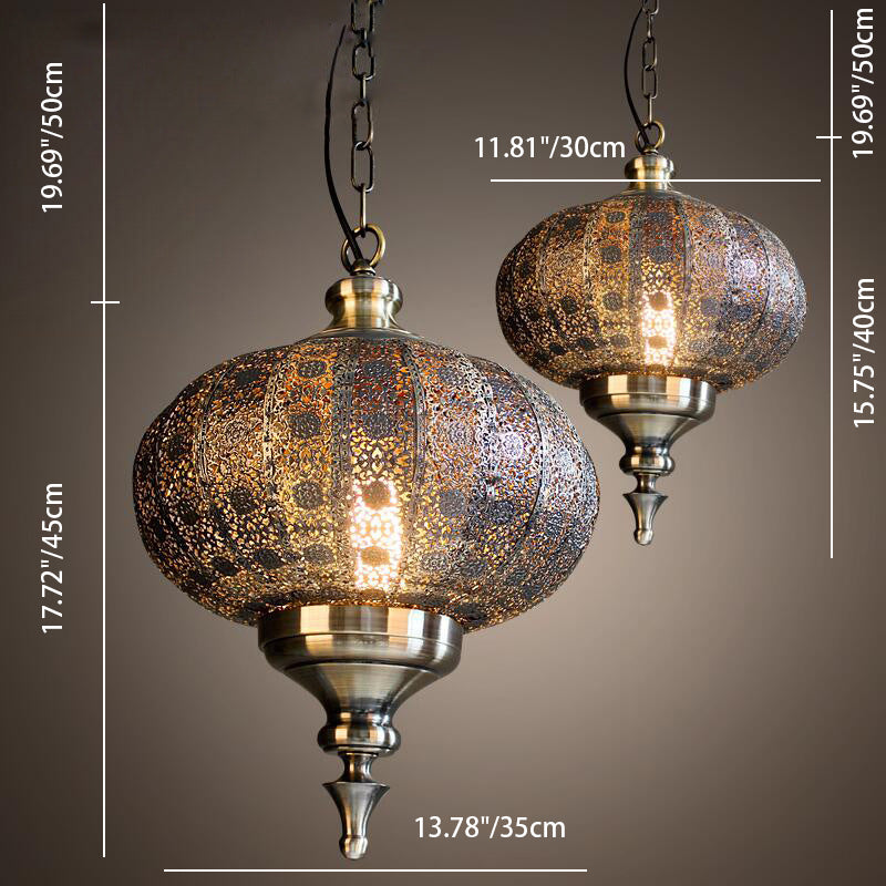 Traditionelle koloniale Laterne aus Eisen mit 1 Licht, Pendelleuchte für Wohnzimmer 