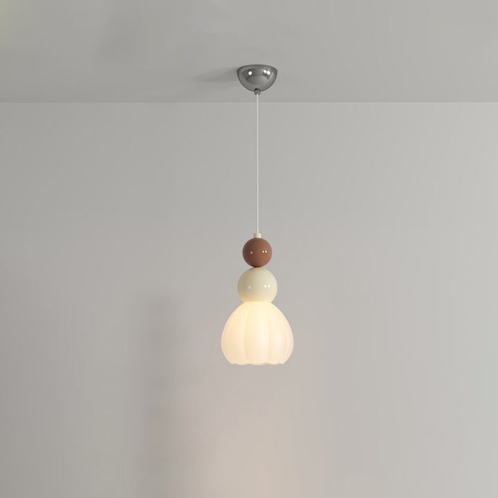 Modern Minimalist Round Gourd Petal Hardware Glass 1-Light Pendant Light For Bedroom