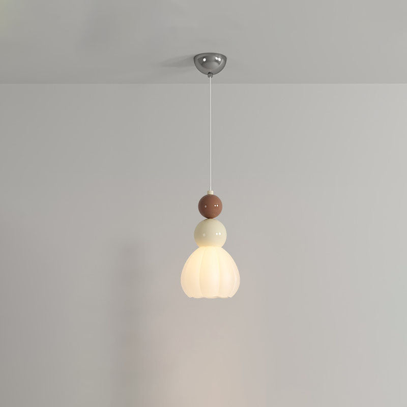 Modern Minimalist Round Gourd Petal Hardware Glass 1-Light Pendant Light For Bedroom