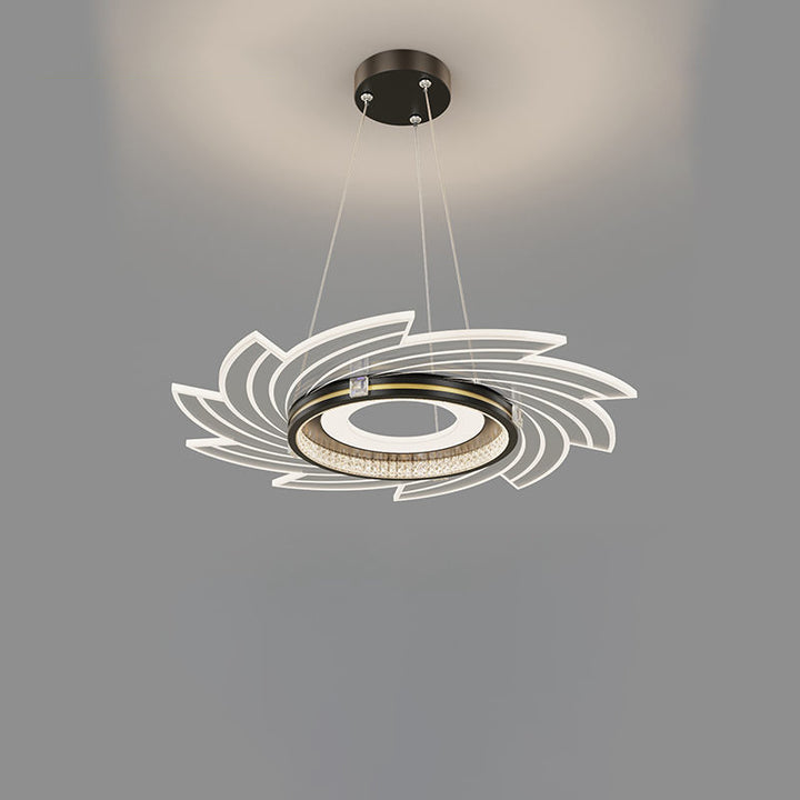 Lustre LED en acrylique cristal contemporain de luxe avec abat-jour tourbillon pour chambre 
