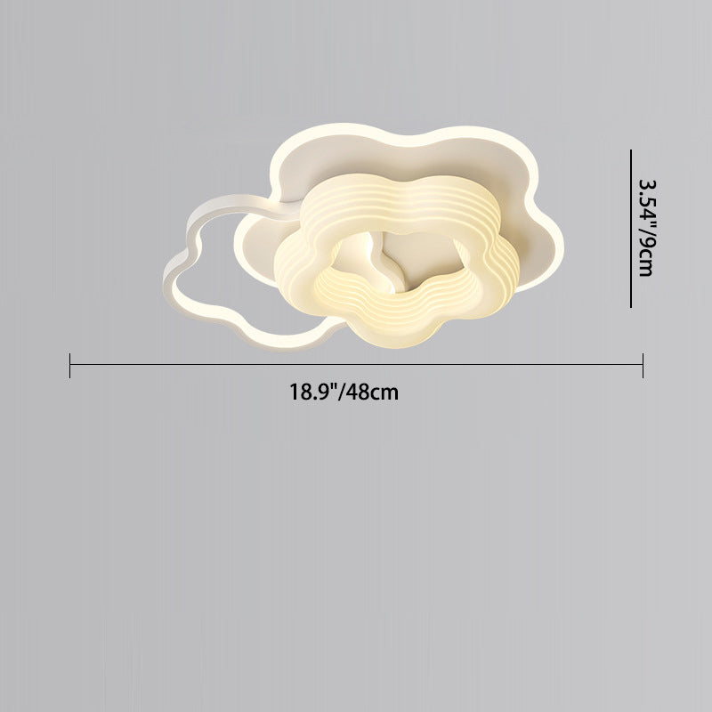 Lustre Plafonnier LED Rond en Métal Nordique Contemporain avec Motif de Fleurs et Triangle pour Chambre 