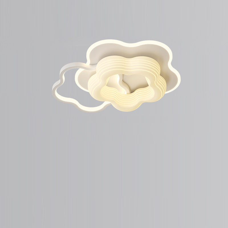 Lustre Plafonnier LED Rond en Métal Nordique Contemporain avec Motif de Fleurs et Triangle pour Chambre 