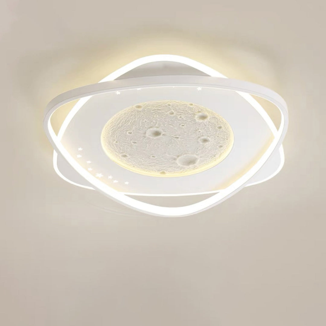 Contemporary Nordic Iron Acrylic Planet Moon Round Triangle LED Flush Mount Ceiling Light For Bedroom