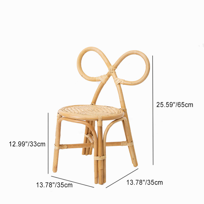 Tabouret rond en rotin tressé traditionnel japonais avec dossier en nœud papillon pour entrées 