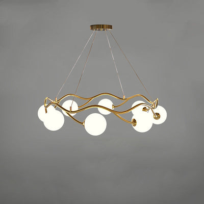 Moderner Mid-Century Magic Bean Glas Eisenring 8-Licht Kronleuchter für Wohnzimmer 