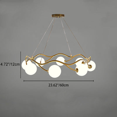 Moderner Mid-Century Magic Bean Glas Eisenring 8-Licht Kronleuchter für Wohnzimmer 