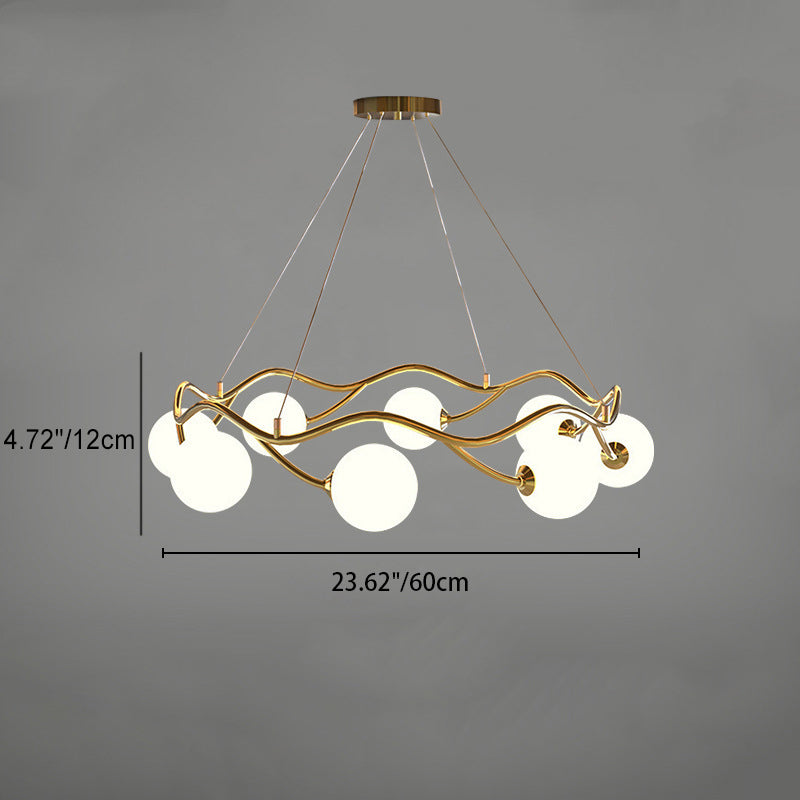 Moderner Mid-Century Magic Bean Glas Eisenring 8-Licht Kronleuchter für Wohnzimmer 
