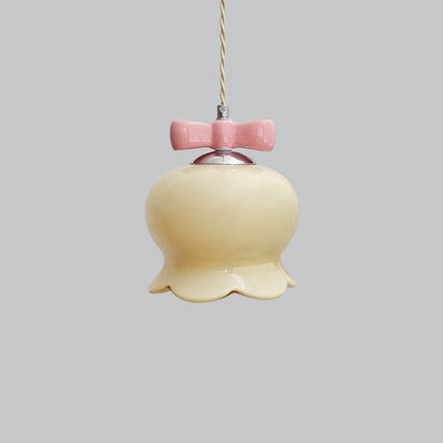 Art déco moderne nœud papillon cloche fleur d'orchidée abat-jour 1-lumière suspension pour chambre 