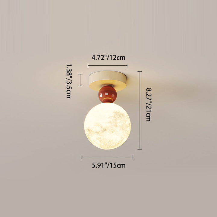 Moderne minimalistische rechteckige runde Kugel Mond Eisen Harz 1/2/3 Licht Semi-Flush Mount Deckenleuchte für Flur 