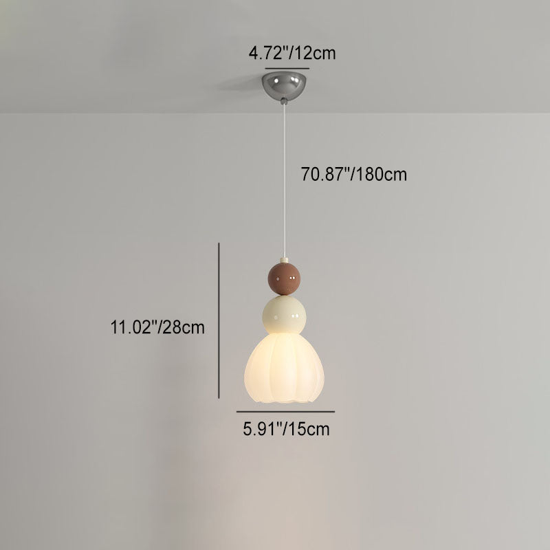Moderne minimalistische runde Kürbisblatt-Hardware-Glas-1-Licht-Pendelleuchte für das Schlafzimmer 