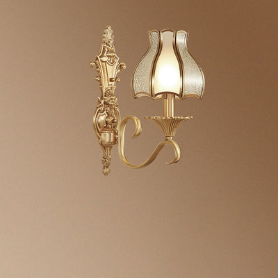 Zeitgenössische Luxus-Vollkupferglas-Regenschirmform 1/2-Licht-Wandleuchterlampe für Schlafzimmer 