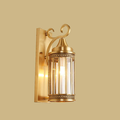 Zeitgenössische Luxus-Kupfer-Glas-Röhrenschirm 1/3-Licht Wandleuchte für Wohnzimmer 