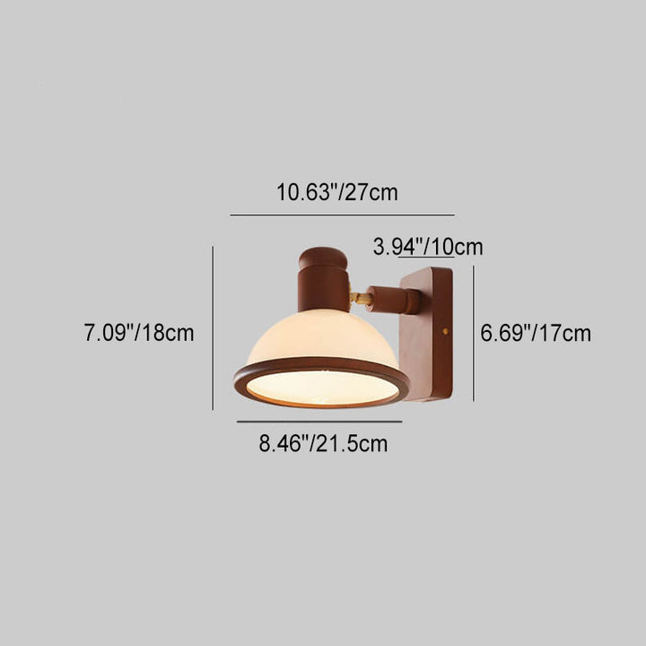 Aplique de pared de 1 luz con cúpula ajustable de brazo oscilante de madera de nogal vintage china 