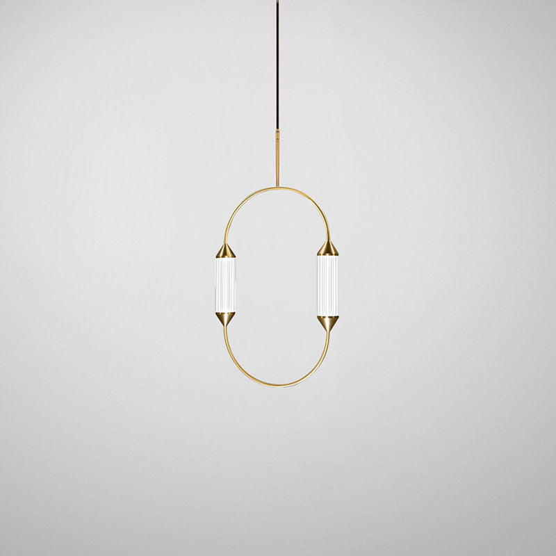 Zeitgenössische industrielle Streifen elliptische Eisen Glas LED Pendelleuchte für Esszimmer 