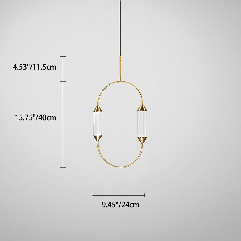 Zeitgenössische industrielle Streifen elliptische Eisen Glas LED Pendelleuchte für Esszimmer 