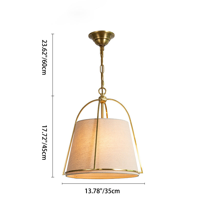 Moderne minimalistische Zylinder Kupfer Stoff 3-Licht Pendelleuchte für Schlafzimmer 