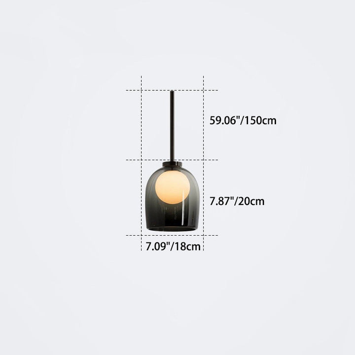 Lustre suspendu contemporain nordique en verre et fer avec une lumière pour chambre à coucher 