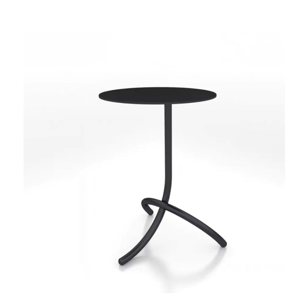 Table basse ronde minimaliste moderne en acier inoxydable en forme de J pour salon 