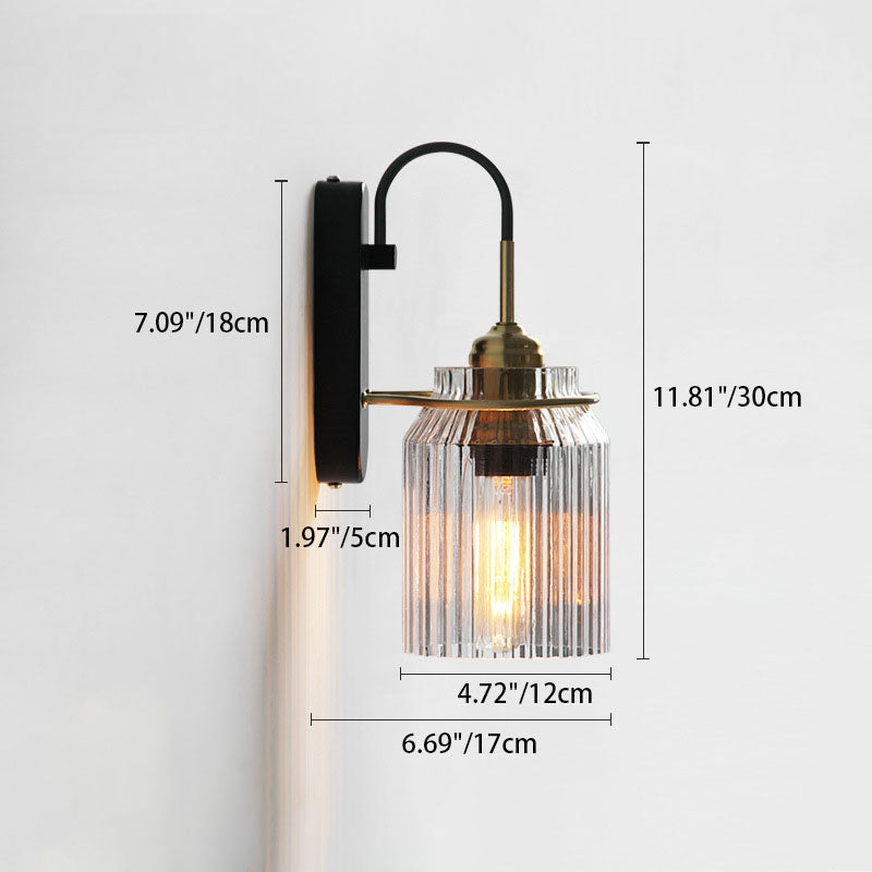 Cilindro de Lujo Moderno de Hierro y Vidrio con 1 Luz para Dormitorio 