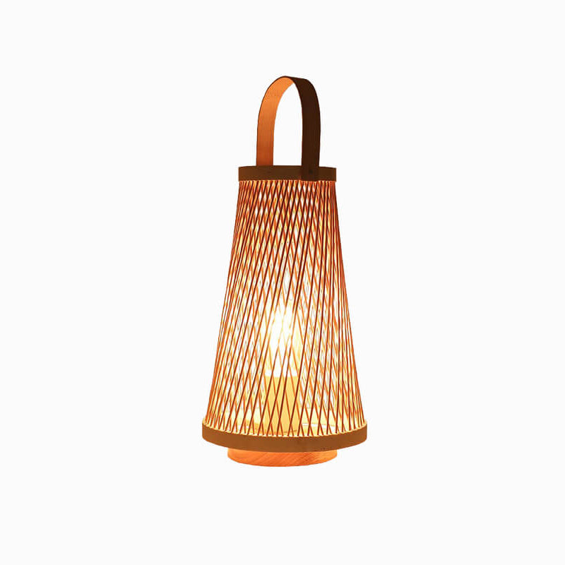 Lámpara de Mesa Minimalista de Tejido de Bambú Ovalado con 1 Luz 