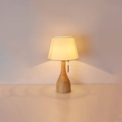 Scandinavian Modern Minimalist Vase Base Solid Wood Fabric 1-Light Table Lamp
