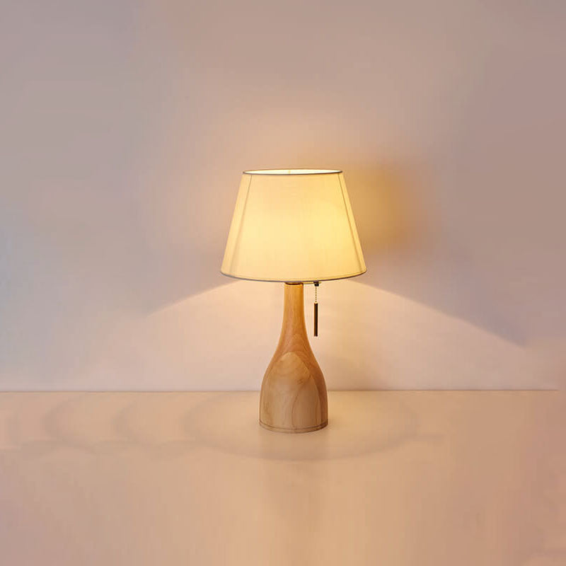 Scandinavian Modern Minimalist Vase Base Solid Wood Fabric 1-Light Table Lamp