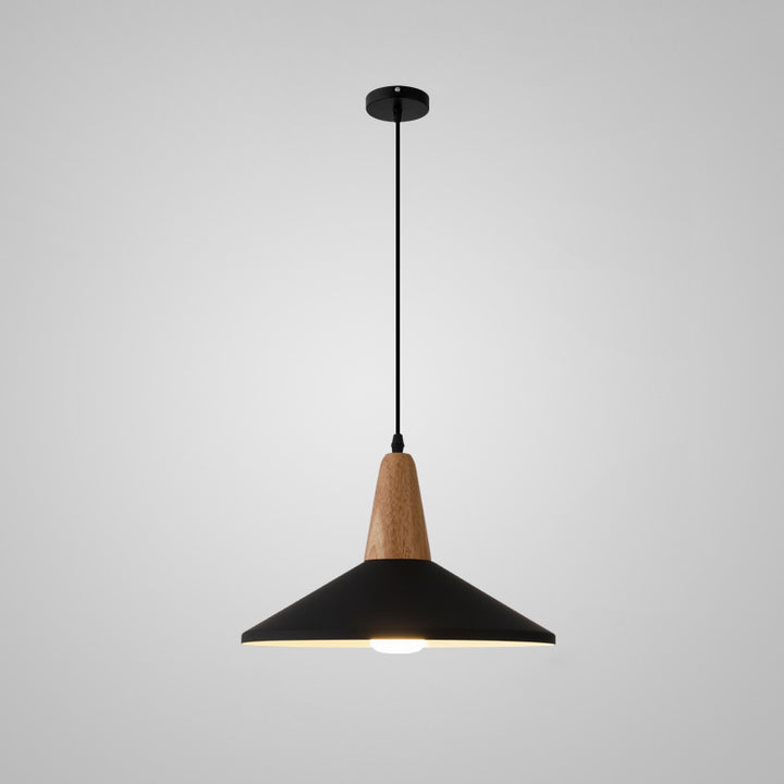 Modern Minimalist Macaron Color Aluminum Solid Wood 1-Light Pendant Light
